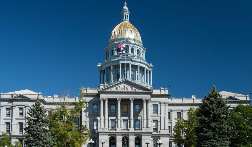 A daytime view of the Colorado State Capitol Building in Denver