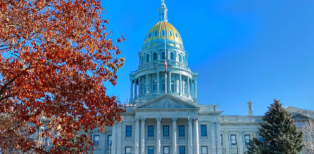 The Colorado State Capitol building on an autumn day