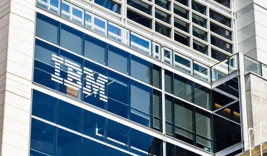 The IBM logo on the outside of a building